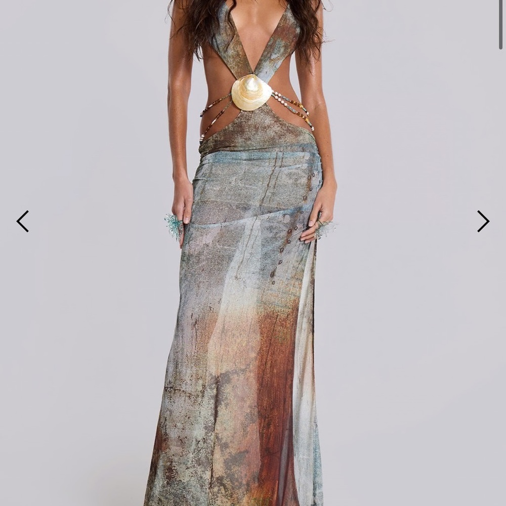 Jaded London Vida Maxi Dress with Shell Trim